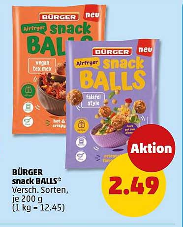 BÜRGER snack BALLS* Versch. Sorten, je 200 g (1 kg = 12.45)