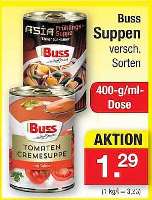 Buss Suppen versch. Sorten 400-g/ml-Dose AKTION
