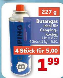 Butangas ideal für Camping-Kocher