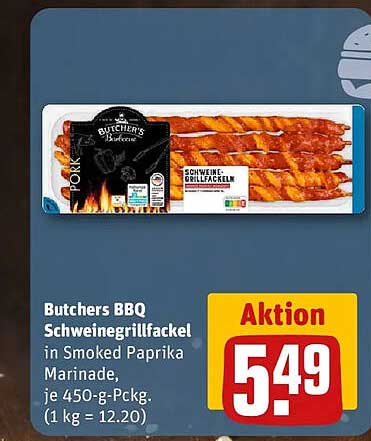 Butchers BBQ Schweinegrillfackel in Smoked Paprika Marinade, je 450-g-Pckg. (1 kg = 12.20)