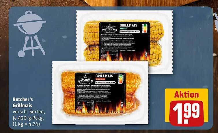 Butcher’s Grillmais versch. Sorten, je 420-g-Pckg. (1 kg = 4.74)
