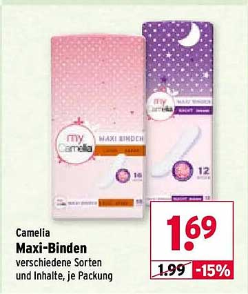 Camelia Maxi-Binden verschiedene Sorten und Inhalte, je Packung