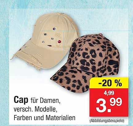 Cap für Damen, versch. Modelle, Farben und Materialien