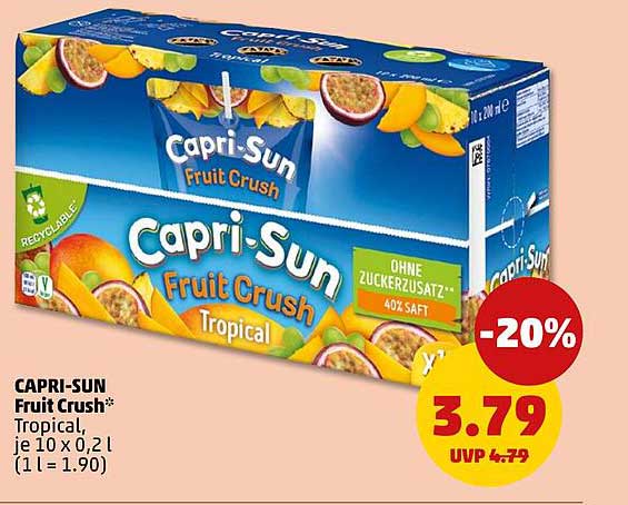 CAPRI-SUN Fruit Crush* Tropical, je 10 x 0,2 l (1 l = 1.90)