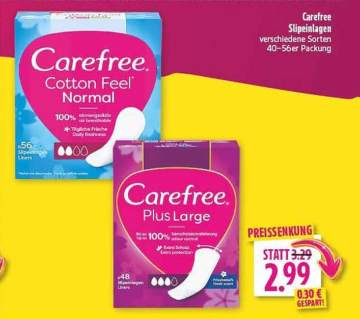 Carefree Slipeinlagen verschiedene Sorten 40-56er Packung