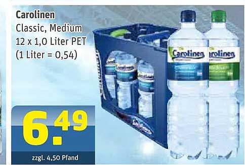 Carolinen Classic, Medium 12 x 1,0 Liter PET (1 Liter = 0,54)