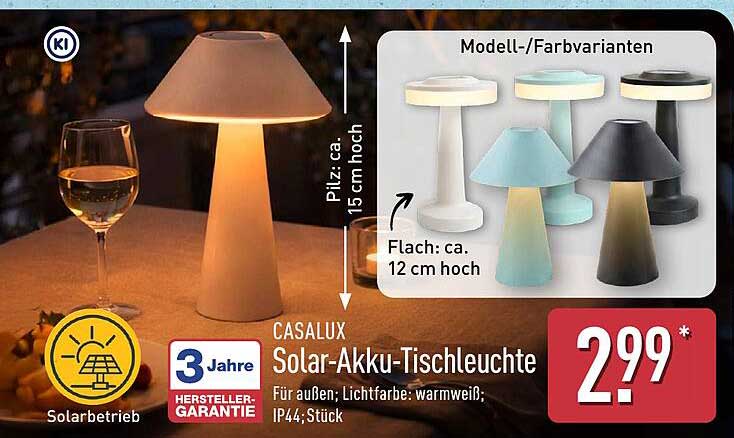 CASALUX Solar-Akku-Tischleuchte