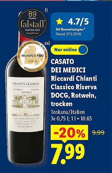CASATO DEI MEDICI Riccardi Chianti Classico Riserva DOCG, Rotwein, trocken