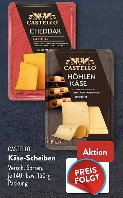 CASTELLO Käse-Scheiben Versch. Sorten, je 140- bzw. 150-g-Packung