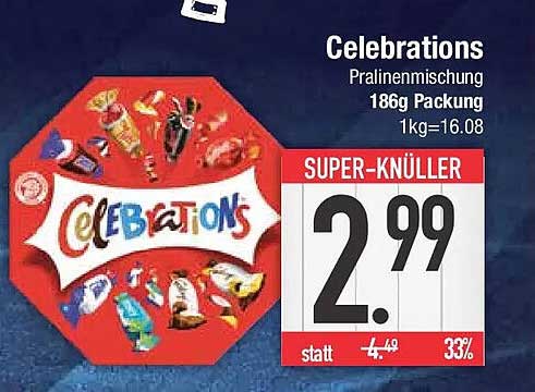 Celebrations Pralinensmischung 186g Packung