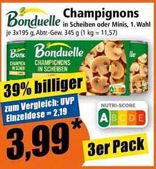 Champignons in Scheiben oder Minis, 1. Wahl