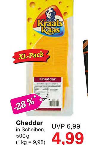 Cheddar in Scheiben, 500 g (1 kg = 9,98)