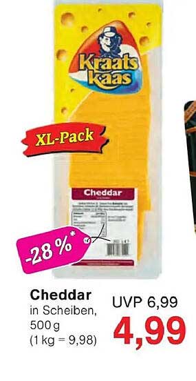 Cheddar in Scheiben, 500 g (1 kg = 9,98)