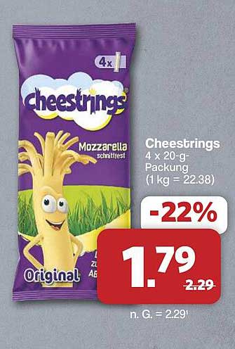 Cheestrings 4 x 20-g-Packung (1 kg = 22.38)