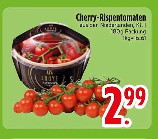 Cherry-Rispentomaten aus den Niederlanden, Kl. I, 180g Packung