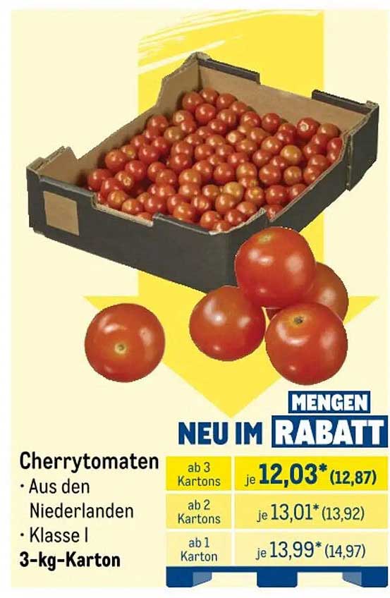 Cherrytomaten · Aus den Niederlanden · Klasse I · 3-kg-Karton