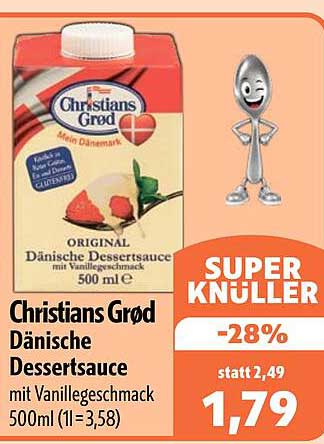 Christians Grød Dänische Dessertauce mit Vanillegeschmack 500ml (1l=3,58)