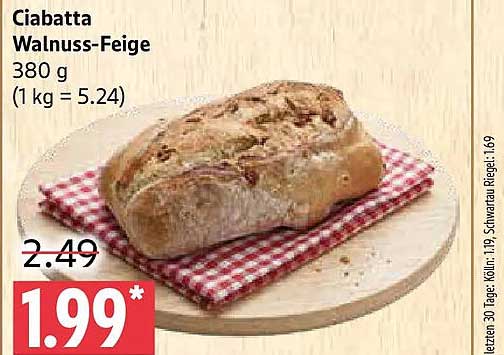 Ciabatta Walnuss-Feige 380 g (1 kg = 5.24)