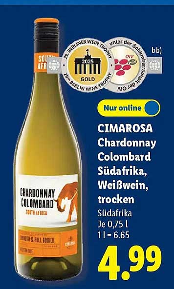 CIMAROSA Chardonnay Colombard Südafrika, Weißwein, trocken