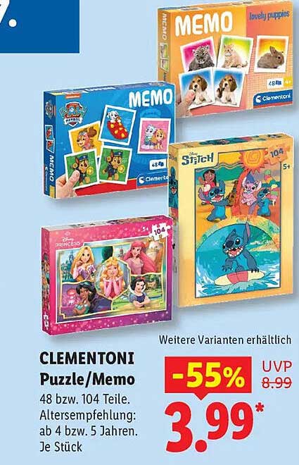 CLEMENTONI Puzzle/Memo