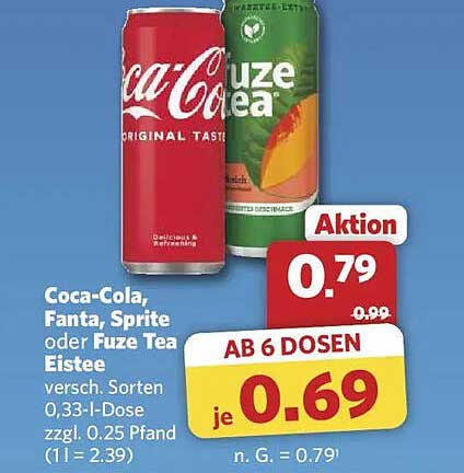 Coca-Cola, Fanta, Sprite oder Fuze Tea Eistee