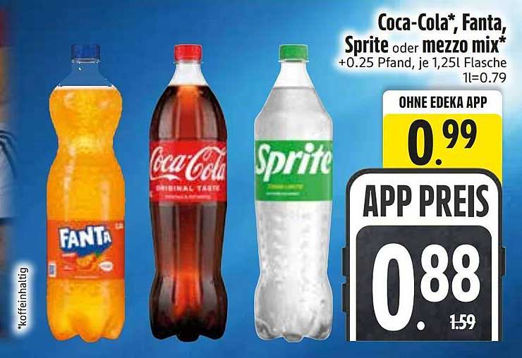 Coca-Cola*, Fanta, Sprite oder mezzo mix*