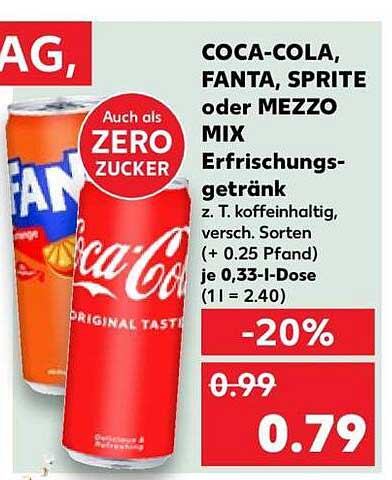 COCA-COLA, FANTA, SPRITE oder MEZZO MIX Erfrischungsgetränk