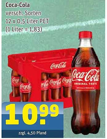 Coca-Cola versch. Sorten 12 x 0,5 Liter PET (1 Liter = 1,83)