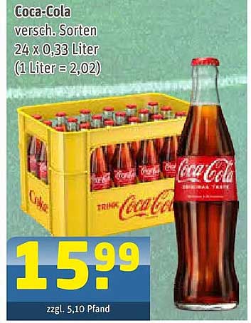 Coca-Cola versch. Sorten 24 x 0,33 Liter (1 Liter = 2,02)