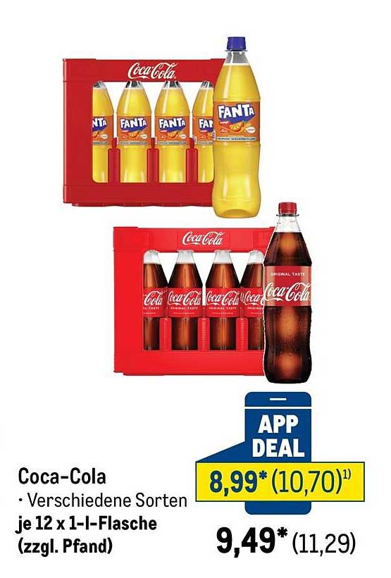 Coca-Cola · Verschiedene Sorten je 12 x 1-l-Flasche (zzgl. Pfand)