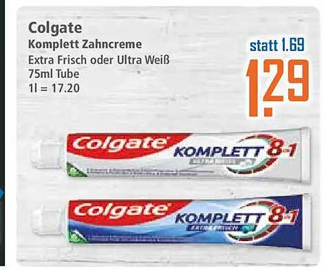 Colgate Komplett Zahncreme Extra Frisch oder Ultra Weiß 75ml Tube