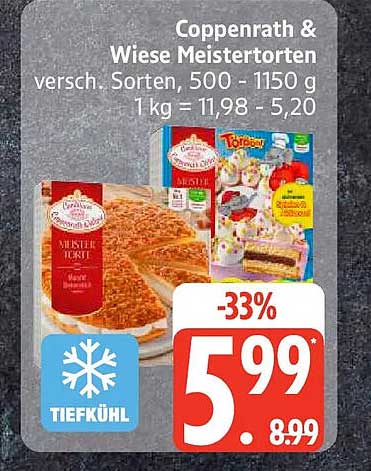 Coppenrath & Wiese Meistertorte versch. Sorten, 500 - 1150 g 1 kg = 11,98 - 5,20