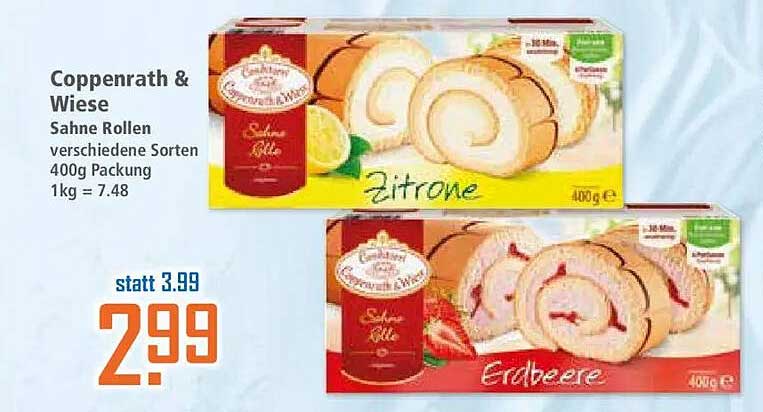 Coppenrath & Wiese Sahne Rollen verschiedene Sorten 400g Packung