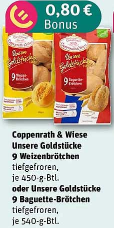 Coppenrath & Wiese Unsere Goldstücke 9 Weizenbrötchen oder Unsere Goldstücke 9 Baguette-Brötchen