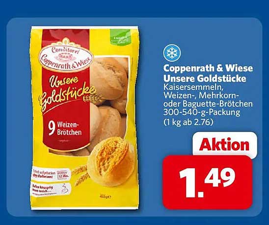 Coppenrath & Wiese Unsere Goldstücke Kaisersemmeln, Weizen-, Mehrkorn- oder Baguette-Brötchen 300-540-g-Packung (1 kg ab 2.76)