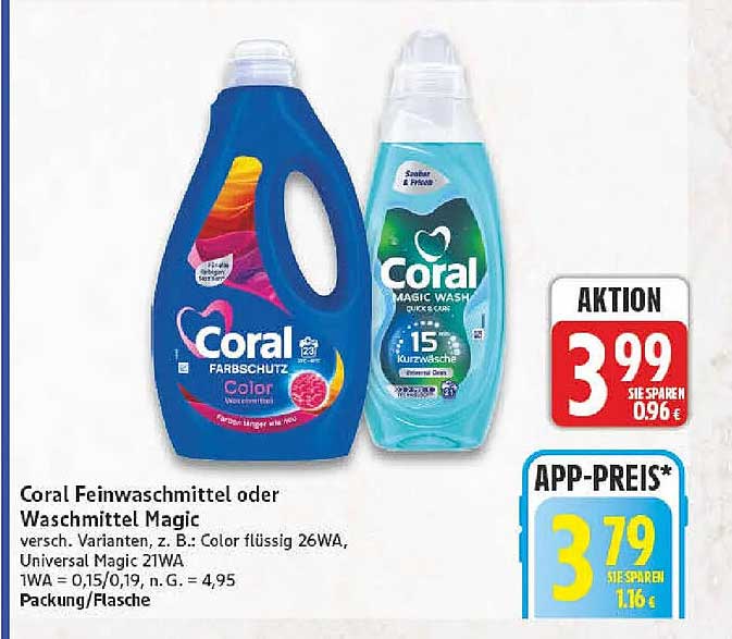 Coral Feinwaschmittel oder Waschmittel Magic