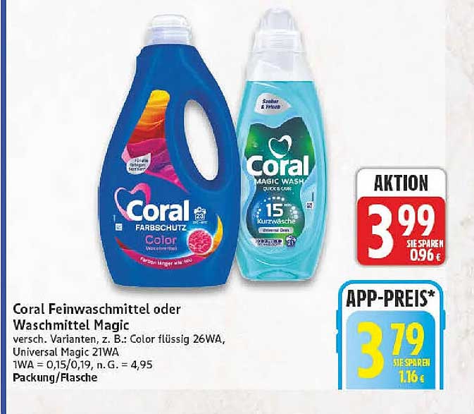 Coral Feinwaschmittel oder Waschmittel Magic