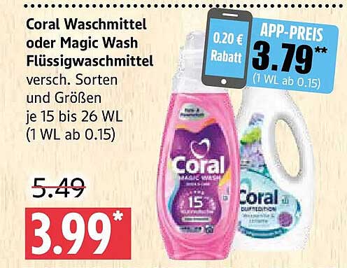 Coral Waschmittel oder Magic Wash Flüssigwaschmittel