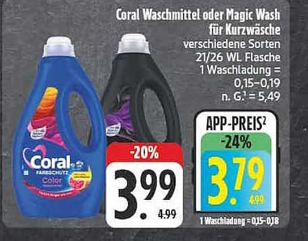 Coral Waschmittel oder Magic Wash für Kurzwäsche