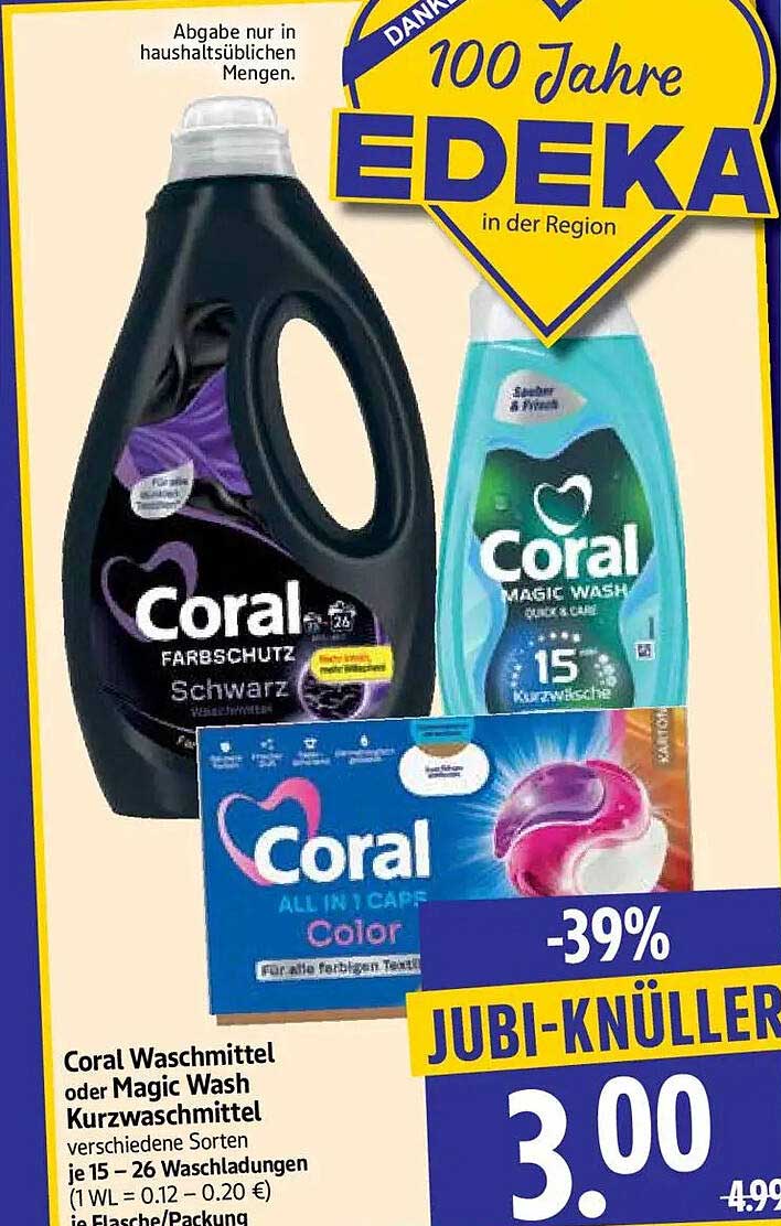 Coral Waschmittel oder Magic Wash Kurzwaschmittel
