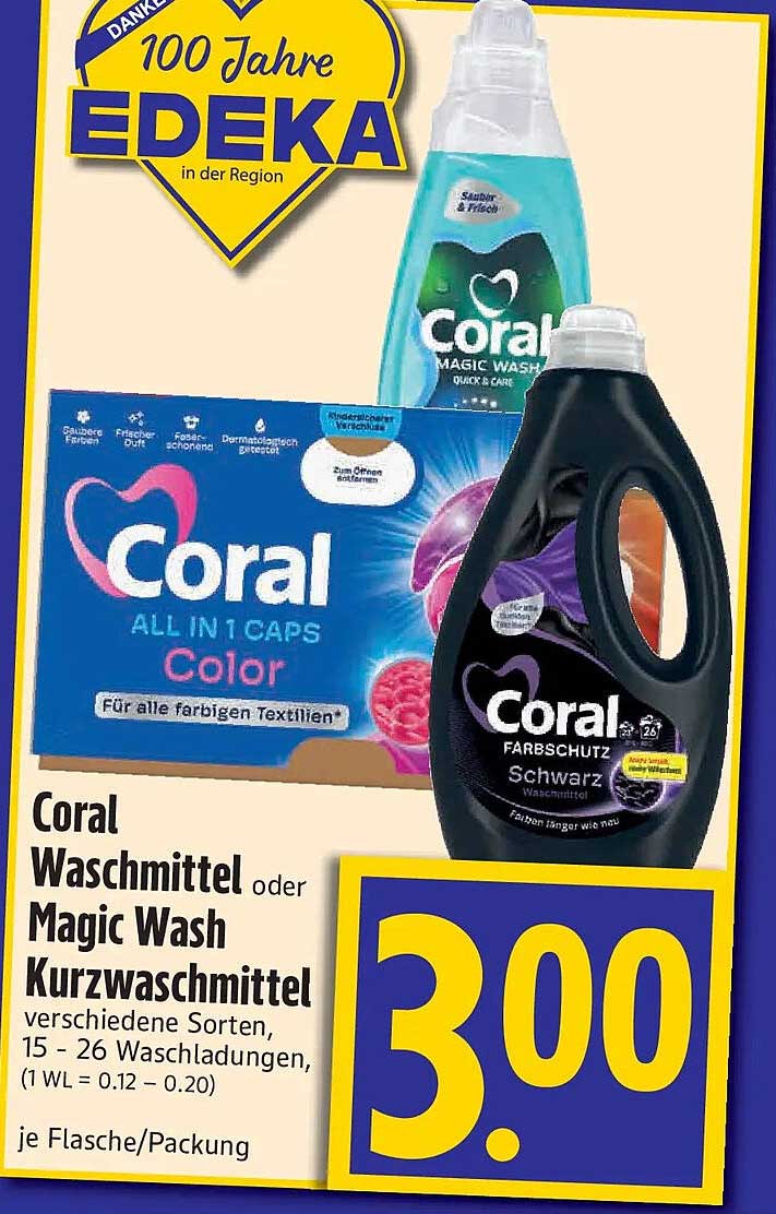 Coral Waschmittel oder Magic Wash Kurzwaschmittel