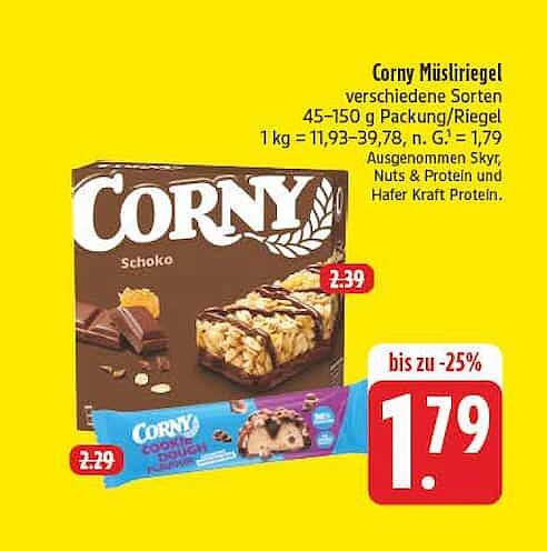 Corny Müsliriegel verschiedene Sorten