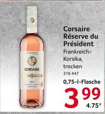 Corsaire Réserve du Président Frankreich-Korsika, trocken 316 447 0,75-l-Flasche