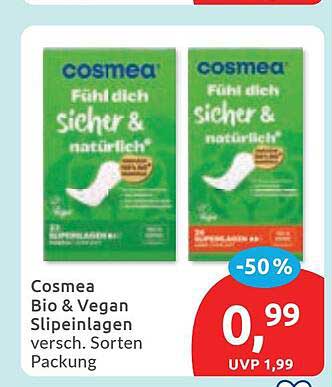 Cosmea Bio & Vegan Slipeinlagen versch. Sorten Packung