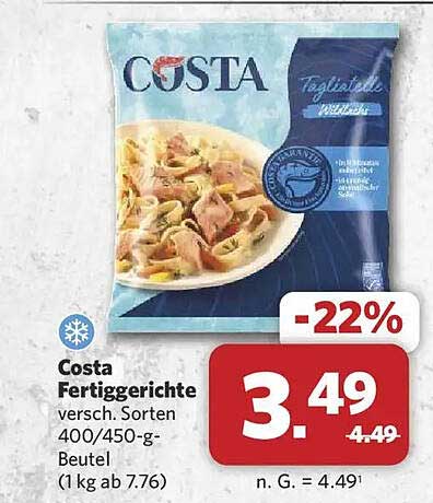 Costa Fertiggerichte versch. Sorten 400/450-g-Beutel (1 kg ab 7.76)
