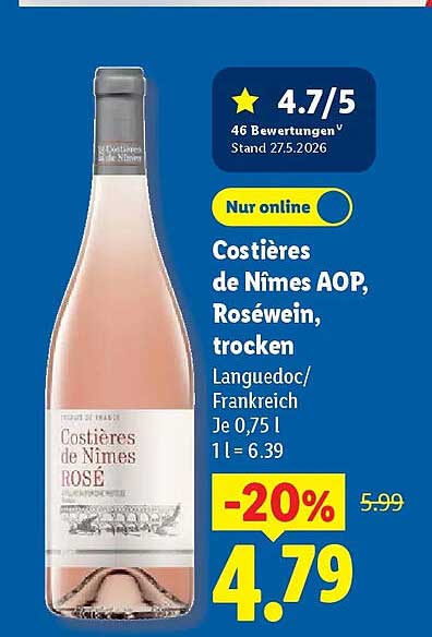 Costières de Nîmes AOP, Roséwein, trocken