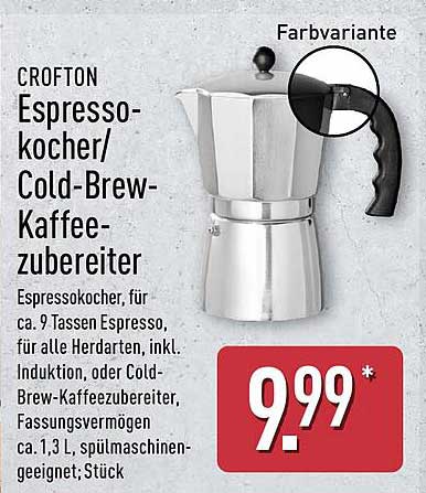 CROFTON Espressokocher/Cold-Brew-Kaffeezubereiter