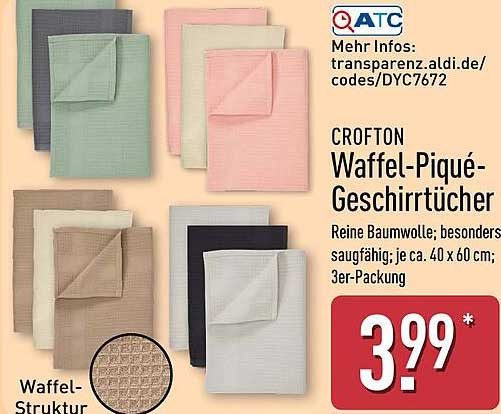 CROFTON Waffel-Piqué-Geschirrtücher