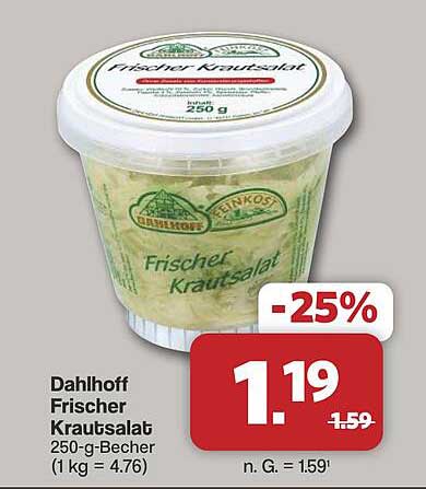 Dahlhoff Frischer Krautsalat 250-g-Becher (1 kg = 4.76)