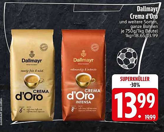Dallmayr Crema d'Oro und weitere Sorten, ganze Bohnen